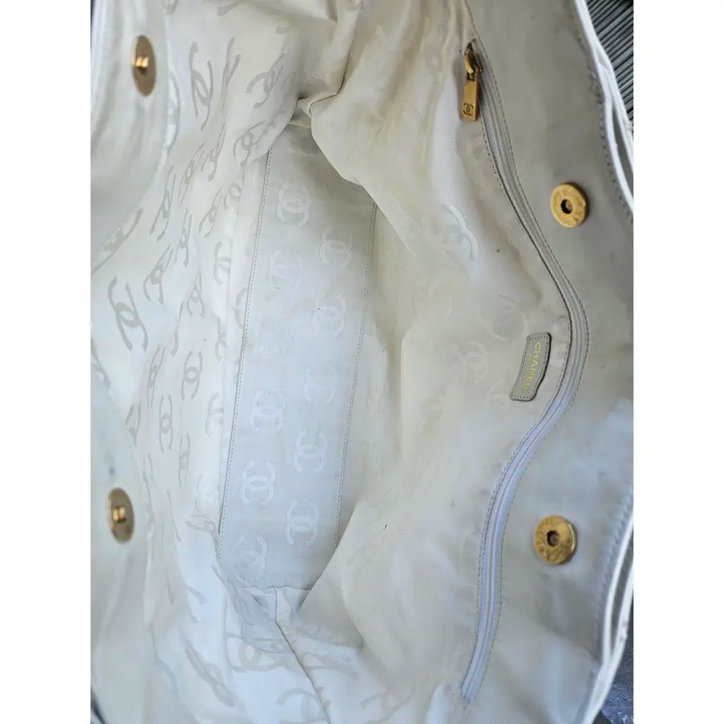 Chanel Cream Wild Stitch Top-Handle Tote