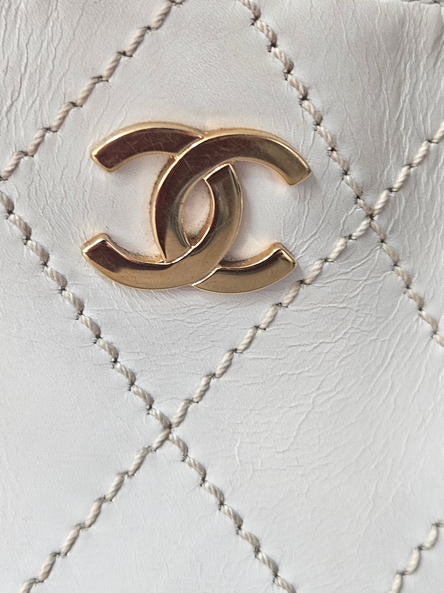 Chanel Cream Wild Stitch Top-Handle Tote
