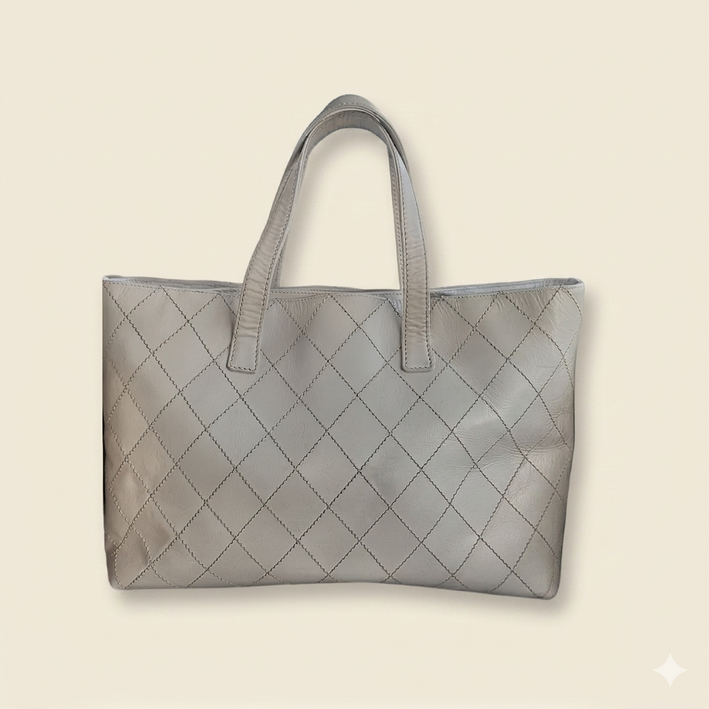Chanel Cream Wild Stitch Top-Handle Tote