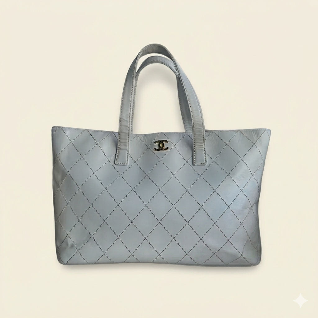 Chanel Cream Wild Stitch Top-Handle Tote