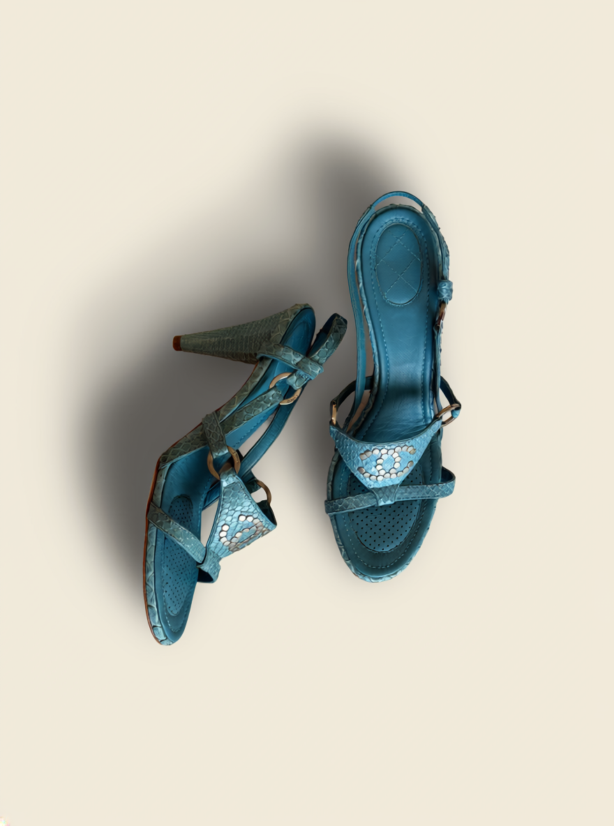 Chanel Python Blue Heels - Cruise Collection 2007