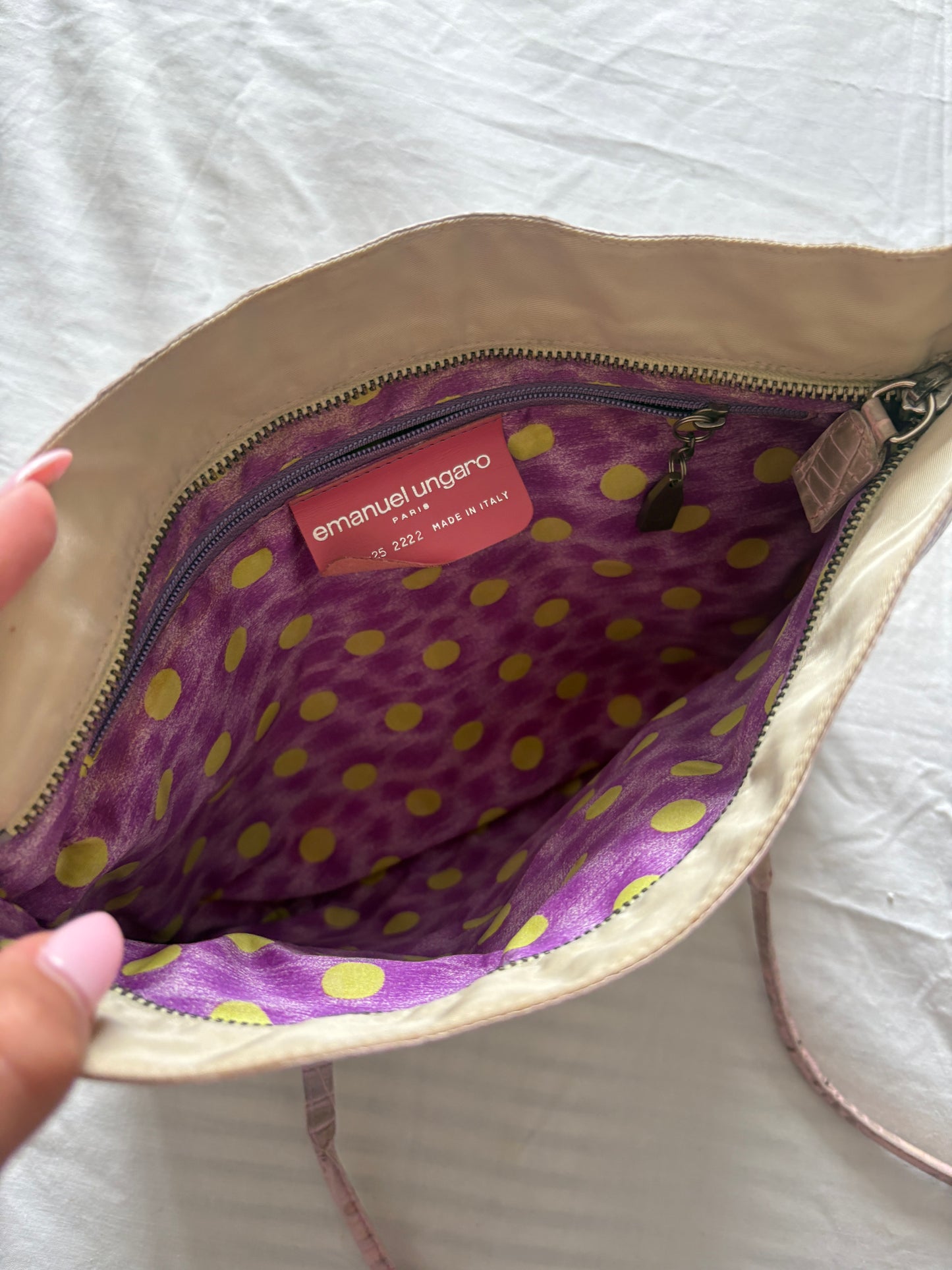 Emanuel Ungaro Vintage Pink Croc Flap Bag