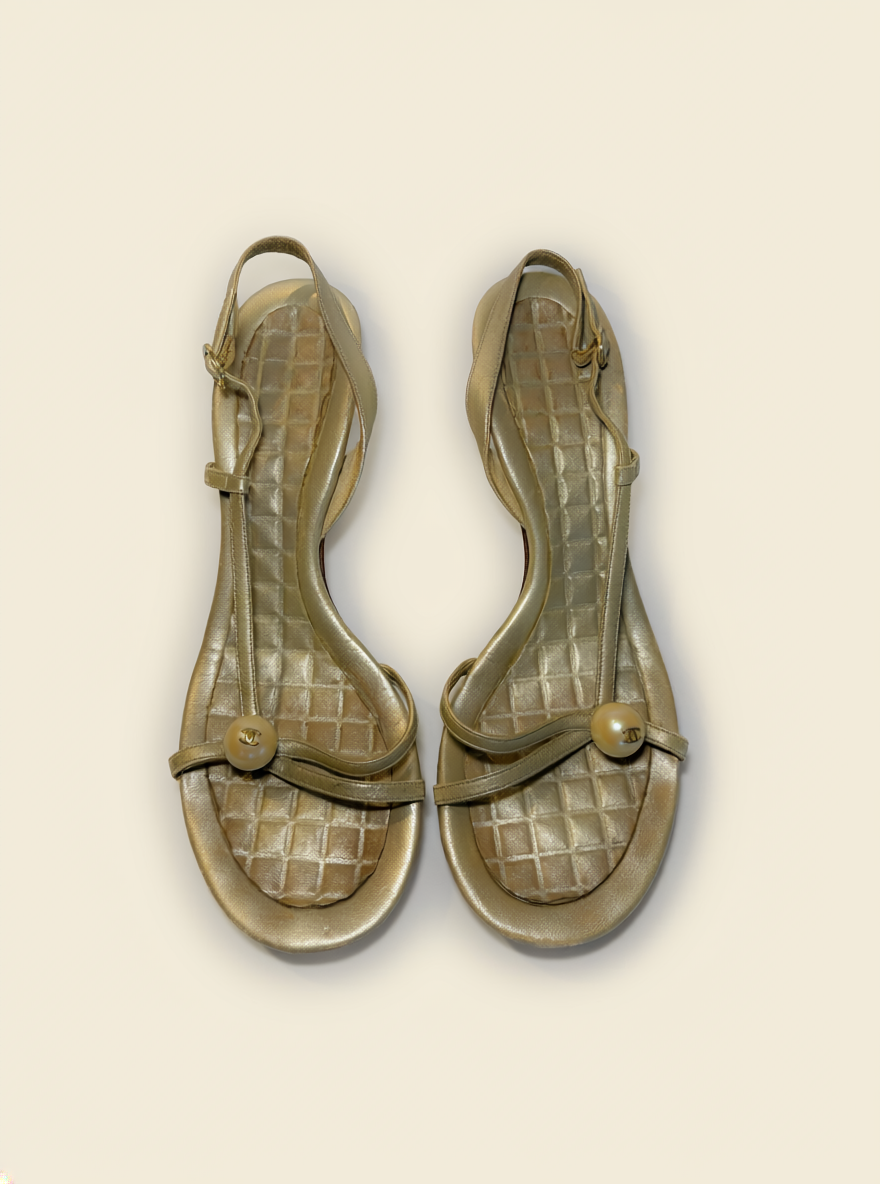 Vintage Chanel Sling backs with Pearl detailing