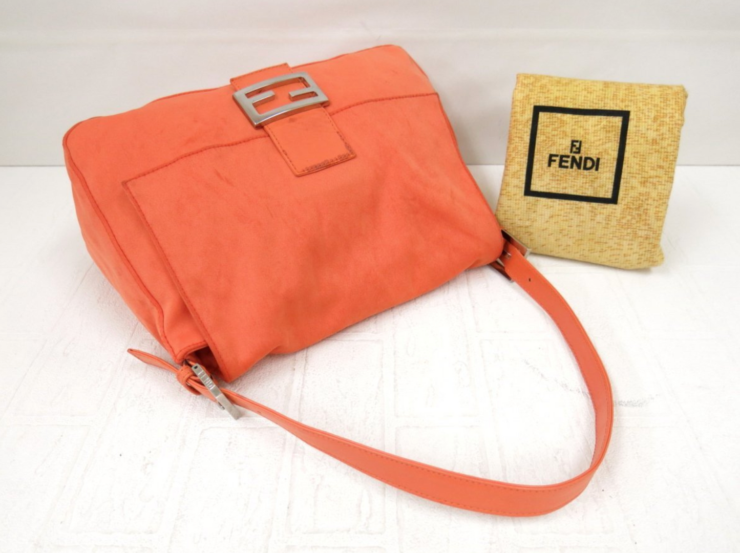 Fendi Orange Mama Baguette Nylon