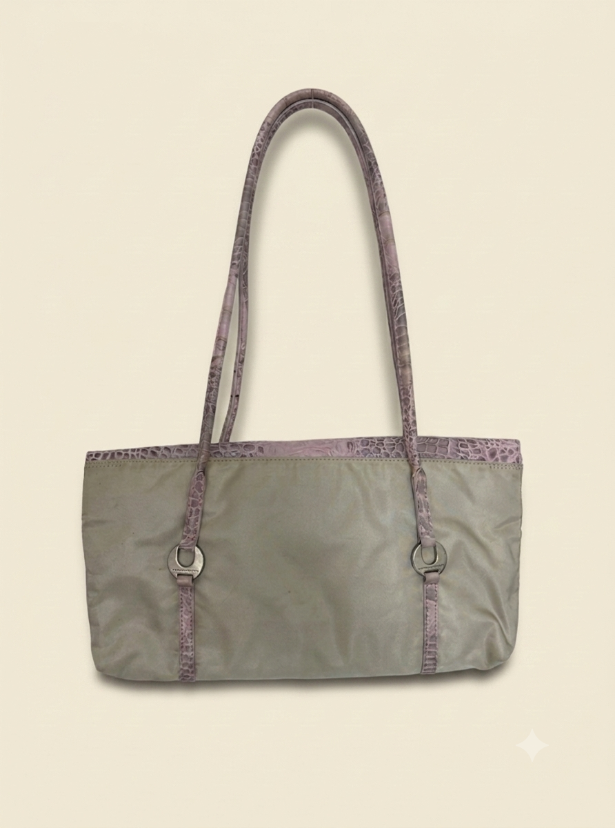 Emanuel Ungaro Vintage Pink Croc Flap Bag