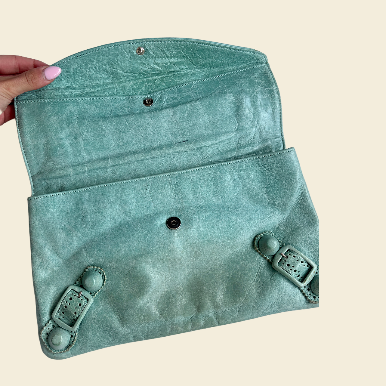 Balenciaga Scalloped Envelope Clutch
