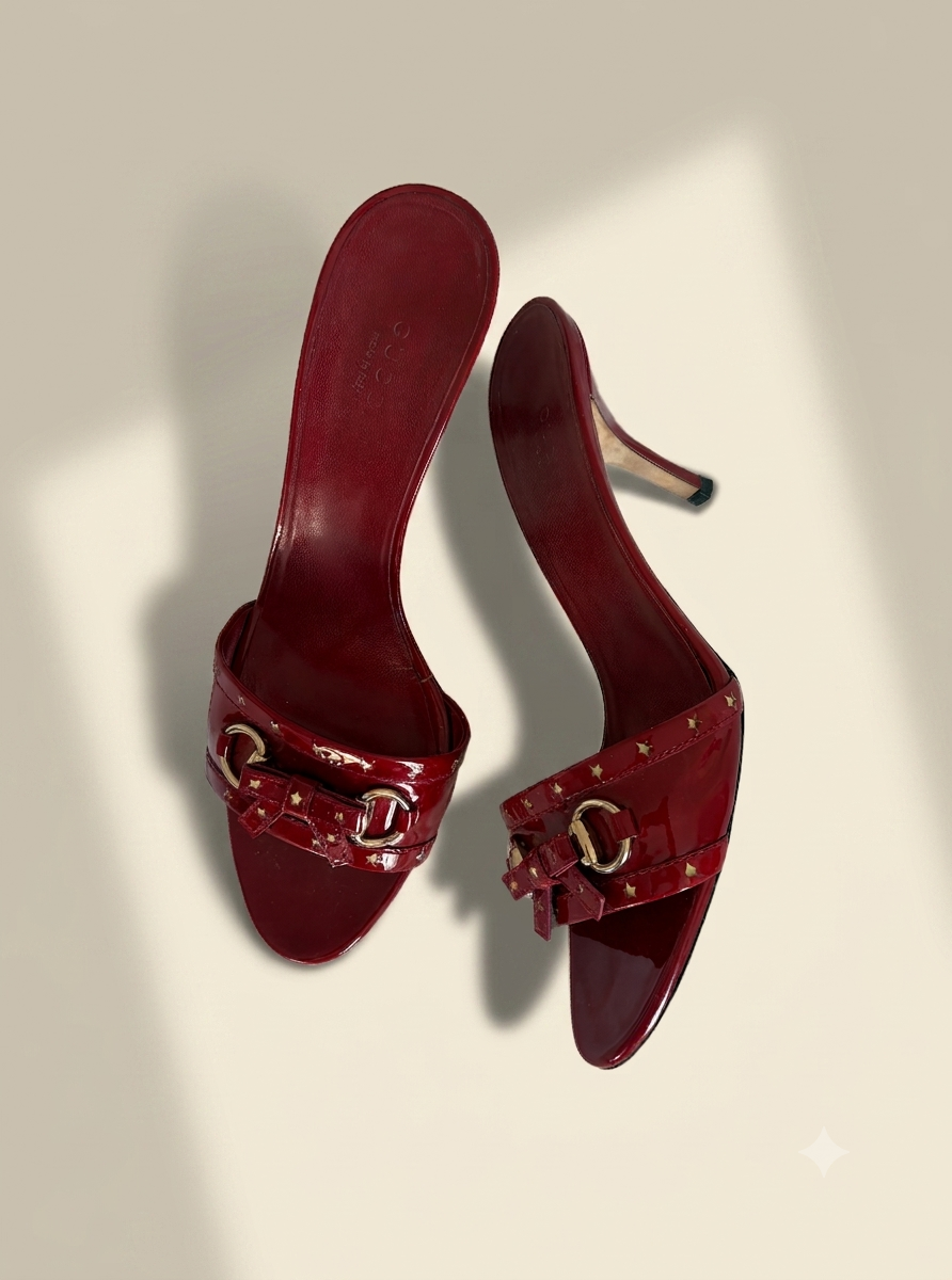 Gucci Cherry Red Patent Leather Star & Bow Heels