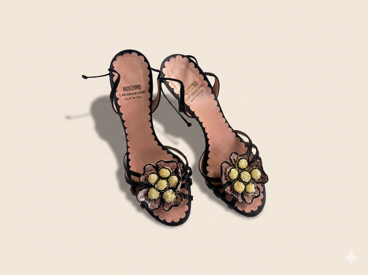 Moschino Beaded Flower Heels